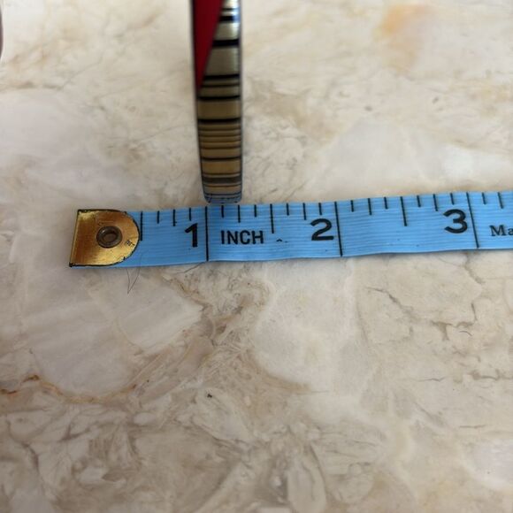 Vintage Steinbock Austria Red Black Enamel 24KT Gold Inlay Bangle Bracelet - Picture 10 of 11